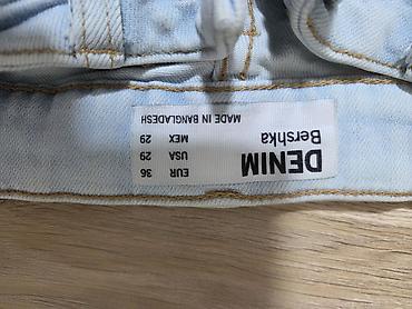 джинсы оригинал: Джинсы, Прямые, Bershka, Средняя талия, С бахромой, S — 2