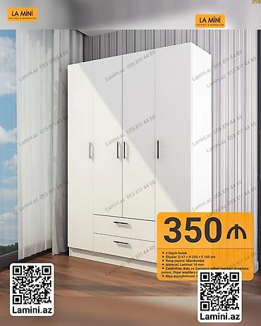 skaf dolab: 4 qapılı paltar dolabı - Ölçü: D 47 × H 200 × E 160 sm - Rəng seçimi — 1