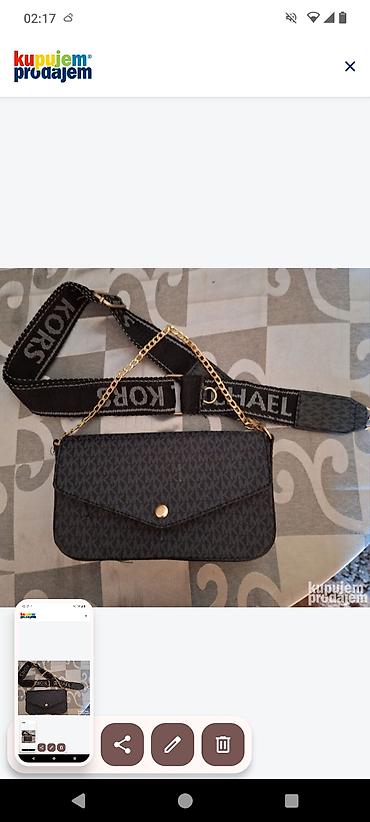 torbica za muskarce: Torba preko ramena sa monogram printom “MK” u tamnoj boji. Klasičan — 1