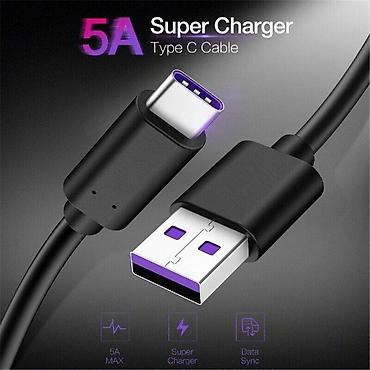 Kabellər: Type-c 5 amper usb kabel. 5-amper ötürməyə malik ağ və qara type-c — 6