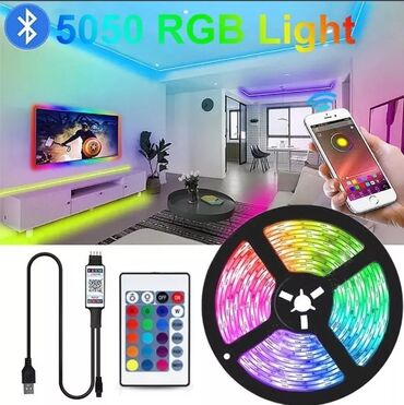 светодиодная лампочка: RGB светодиодная лента 5 метров USB + пульт / телефон через Bluetooth