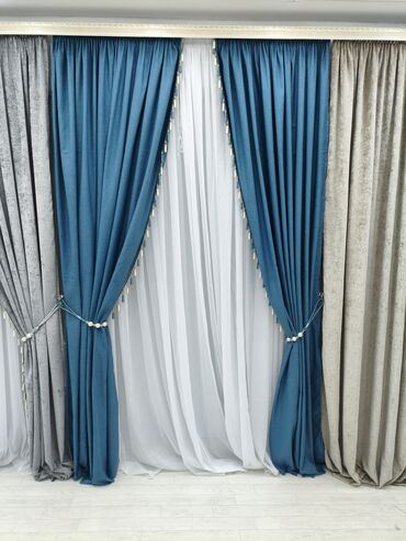 Шторы и занавески: Комплект штор, Велюр, С тюлем в комплекте, Готовое изделие, Для зала — 15