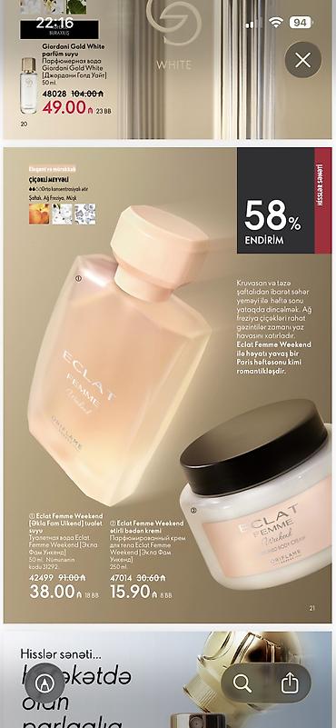 eclat parfum de weekend: Kosmetik dəst, 2 məhsul, Yeni, Ödənişli çatdırılma, Pulsuz çatdırılma, Rayonlara çatdırılma — 1
