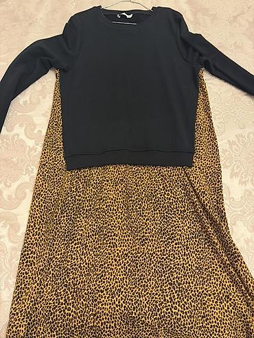 sweatshirt: Qadın paltarı – sweatshirt üst və leopard naxışlı ətək kombini(1 defe — 1