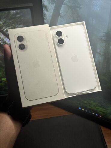 телефон в ош: IPhone 16, Колдонулган, 128 ГБ, Ак, Коргоочу айнек, Кабель, Куту, 100 %