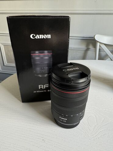 Fotokameralar: Canon RF 24-105 mm F4 L linza. Yeni kimi ideal veziyyetdedir. Chox az