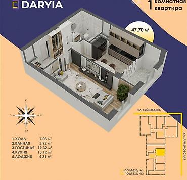 Продажа квартир: 1 комната, 51 м², Восток-5 мкр Элитка, 10 этаж, ПСО (под самоотделку) — 2