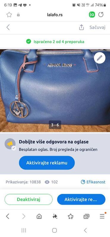 new yorker torbe zenske: Elegant purse, Armani Exchange, Material: Poliuretan