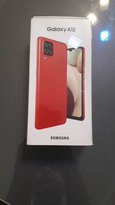 самсунг s8: Samsung Galaxy A12, 64 GB, rəng - Qırmızı, Sensor, Barmaq izi, İki sim kartlı