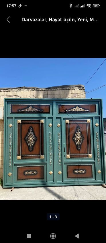 Həyət darvazaları: Dəmir Həyət darvazası, Yana açılan, Mexaniki, Qapı ilə, rəng - Qara — 22