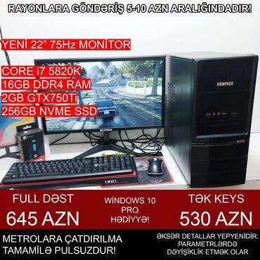 Masaüstü kompüterlər və iş stansiyaları: Oyun üçün Kompüter "DDR4 Core i7 5820K GTX750Ti 2GB 256GB NVME” ⭐Tək — 3