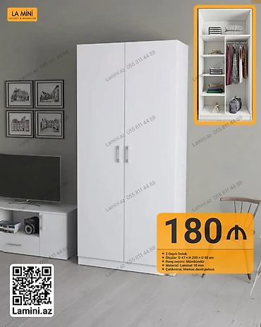Мебель: İki qapılı geyim dolabı - Ölçülər: dərinlik 47 sm x hündürlük 200 sm — 1