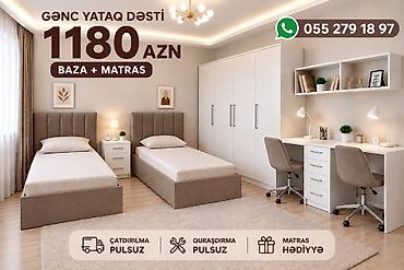 dolab gence: Gənc yataq dəsti – baza + matras daxil Komplektin tərkibi: - 2 ədəd — 1