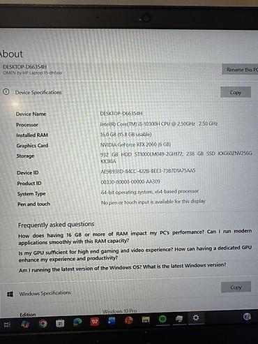 hp omen 15: HP OMEN oyun noutbuku - Brend/model: HP OMEN (OMEN loqosu, qara — 6
