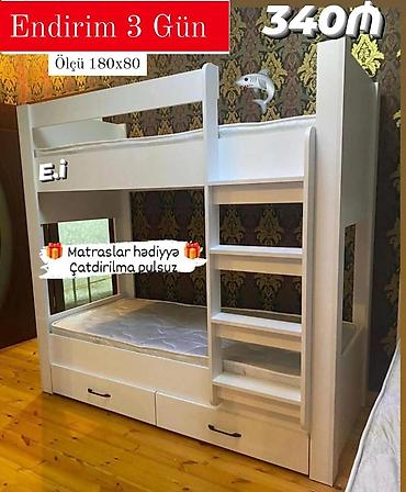 mebel usaq: Uşaq ikiqat çarpayısı – 180×80 - Rəng: ağ - Yuxarı mərtəbəyə rahat — 1