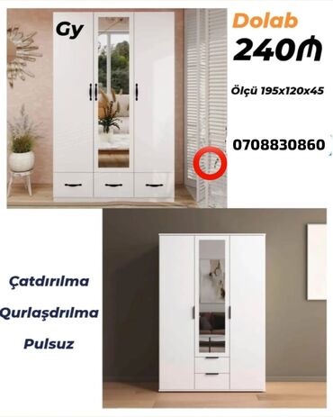 Dolablar: Yeni, Açılan, 3 qapılı Qarderob, paltar dolabı