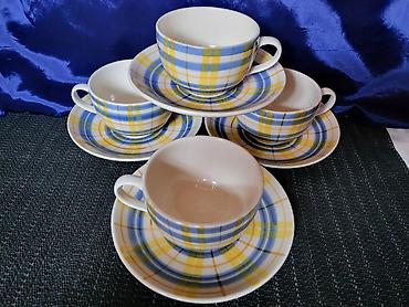 bastenski set: Solje nove iz 80ih.god.rucno oslikane pa glazirane Blue Elephant — 4