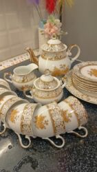 автомат стреляющий орбизами: Çay dəsti, rəng - Qızılı, Kobalt, 6 nəfərlik, Çexiya