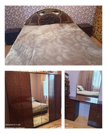Кухонные гарнитуры: Двуспальная кровать, Шкаф, Трюмо, 2 тумбы, Б/у