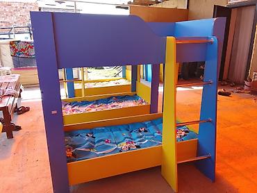 bunk bed: Двухъярусная детская кровать, Новый, ЛДСП, цвет - Синий — 2