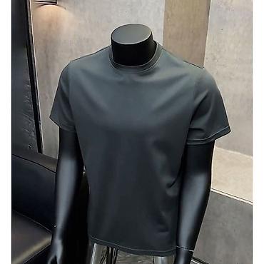 pull and: Однотонная базовая мужская футболка, - Классический круглый вырез - — 1