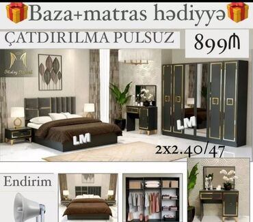 турецкая мягкая мебель в баку: 2 односпальные кровати, Шкаф, Трюмо, 2 тумбы, Азербайджан, Новый