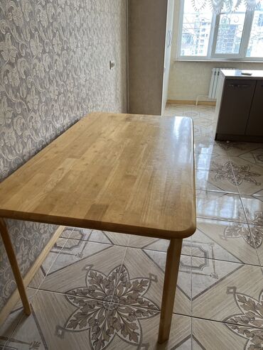 стол обеденный деревянный: Кухонный Стол, цвет - Бежевый, Б/у