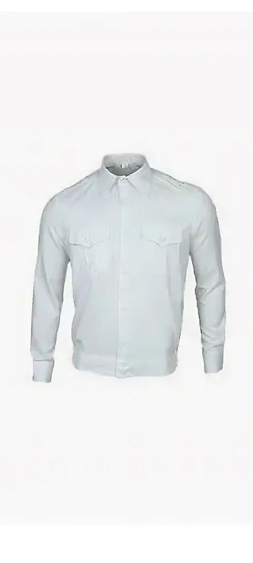 Рубашки: Белая форменная рубашка с длинным рукавом и накладными карманами с — 5