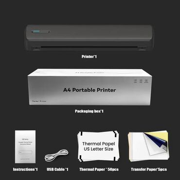 Printerlər: A4 formatında portativ termal printer. Bu printer, mürəkkəbsiz çap