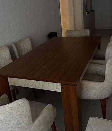Qonaq otağı üçün, İşlənmiş, Dördbucaq masa, 6 stul