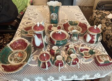 farfor fiqurları: Çay dəsti, rəng - Göy, Farfor