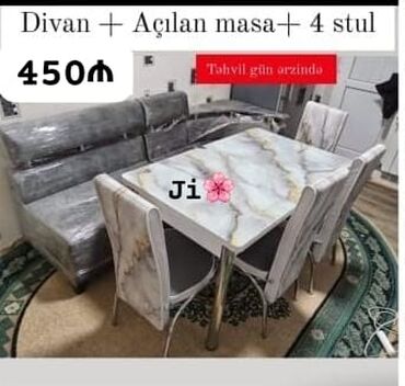 Masa və oturacaq dəstləri: Mətbəx üçün, Yeni, Açılan, Dördbucaq masa, 4 stul
