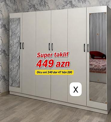 Geniş tutumlu 5 qapılı paltar şkafı - Ölçü: eni 240 sm, dərinlik 47