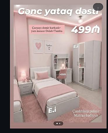 Gənc yataq dəsti – 499₼ Dəst tərkibi: - Çarpayı (dəmir karkaslı) - — 1