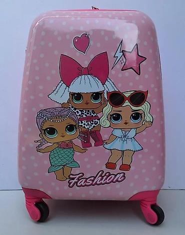 Rančevi, torbe i koferi: Dečji kofer na točkiće – ružičasti, sa motivima popularnih lutkica i — 3