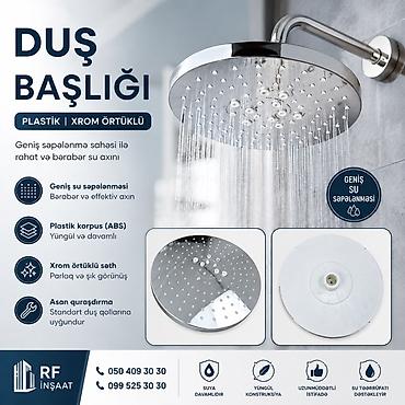 abs plastik: Duş başlığı – plastik korpus, xrom örtüklü səth - Geniş su — 1