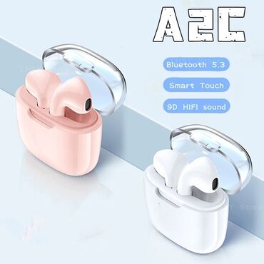 qulaqciq qiymetleri: Yeni Mini Air a2c tws ag reng gozel gorunuslu ses effektli seffaf