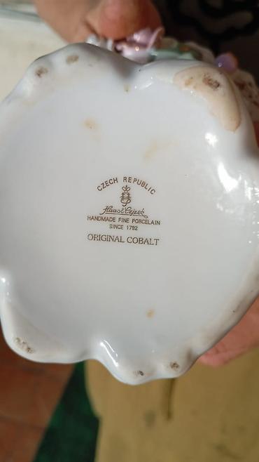 şirniyat qabi: - Porcelan dekorativ qab: Aşkarlı kənarlı, ayaqlı kompot/süfrə qabı — 5