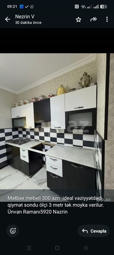 Диваны: Mətbəx mebeli 300 azn ideal vəziyyətdədi qiymət sondu ölçi 3 metr tək