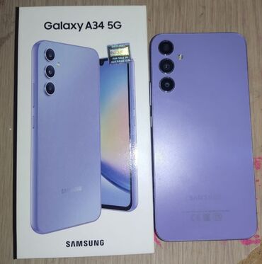 samsun s24: Samsung Galaxy A34 5G, 128 GB, rəng - Bənövşəyi, İki sim kartlı