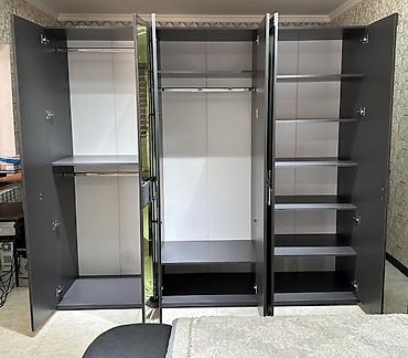 Спальные гарнитуры: Спальный гарнитур, Двуспальная кровать, МДФ, цвет - Серый — 4