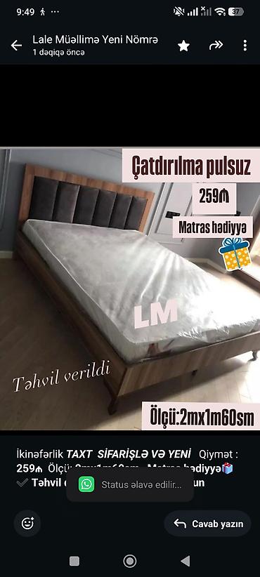 taxt dosəyi: İkinəfərlik _*TAXT*_ _*SİFARİŞLƏ VƏ YENİ*_ Qiymət : *259₼* Ölçü — 1