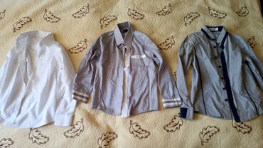 рубашки летние: Детский топ, рубашка, цвет - Белый, Б/у