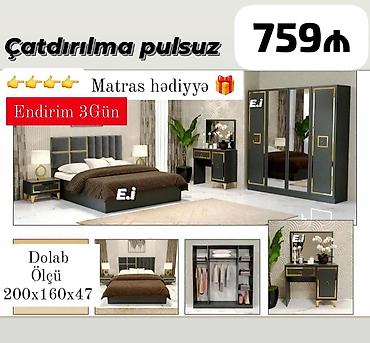dekor ref: Yataq otağı dəsti - Komplekt: 4 qapılı güzgülü dolab, ikinəfərlik — 1