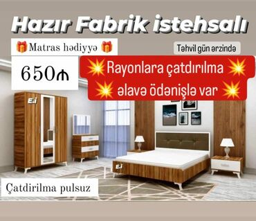 Sifarişlə yataq dəstləri: *Yataq otağı dəsti*. Sifarişlə hazırlanır *qiymət 650 azn* Rəng — 13