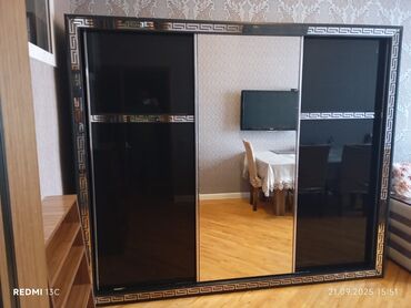 шкаф для стиральной машины в ванной: Kupe, 3 qapılı Düz dolab, Qarderob, paltar dolabı