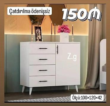Komodlar: Ağ rəngli müasir komod - 4 çekmece + 1 qapılı bölmə - Minimalist — 1