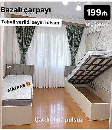 Bazalı çarpayı – ölçü 90×2 • Qaldırılan baza sistemi ilə geniş