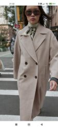 женские стеганые юбки: ZARA Qadın Palto – bej rəng, uzun, oversize kəsim. Palto Bakıdan Zara