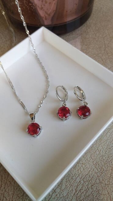 nakit novi pazar: Set: Earrings, Necklace, Pendant, Material: Silver